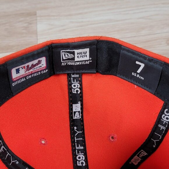 Vintage Miami Marlins New Era 59FIFTY Hat Cap Fitted Mens 7 Orange MLB Baseball - Picture 8 of 11